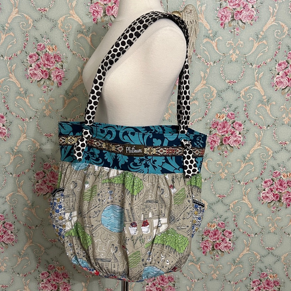 EUC Vintage REVERSIBLE Matilda Jane Platinum Central Park hobo carryall bag RARE